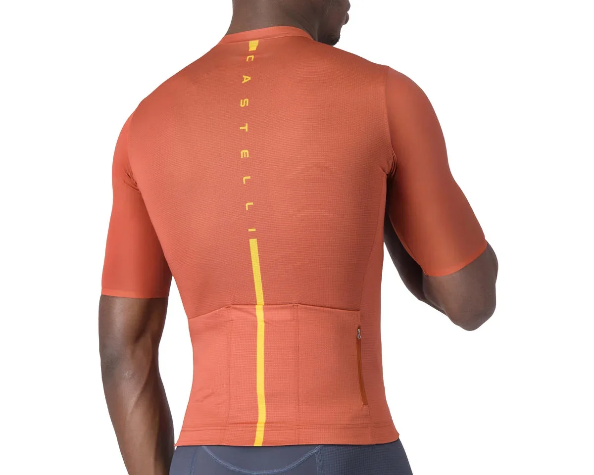 Castelli Drittone Logo Short Sleeve Jersey (Paprika/Mango Mojito) (XL)